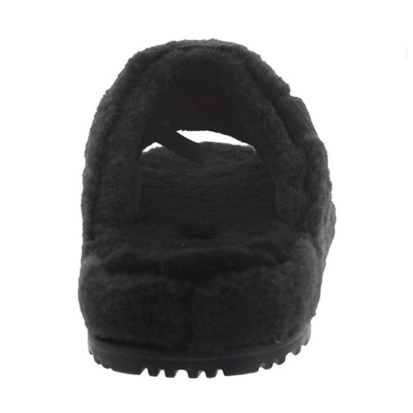 NEW UGG Mens Size 9, Women's 11 Fluff You Open Toe Slippers, Black - Picture 5 of 6